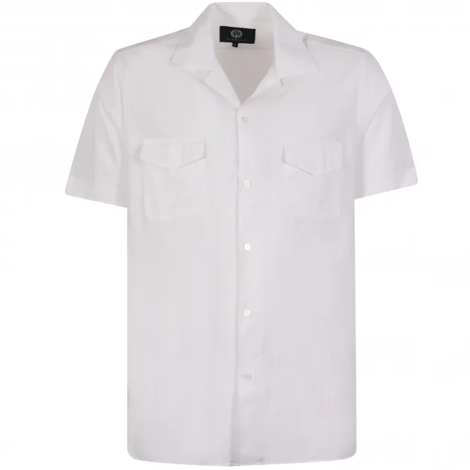 Viyella Short Sleeve Linen Shirt - White