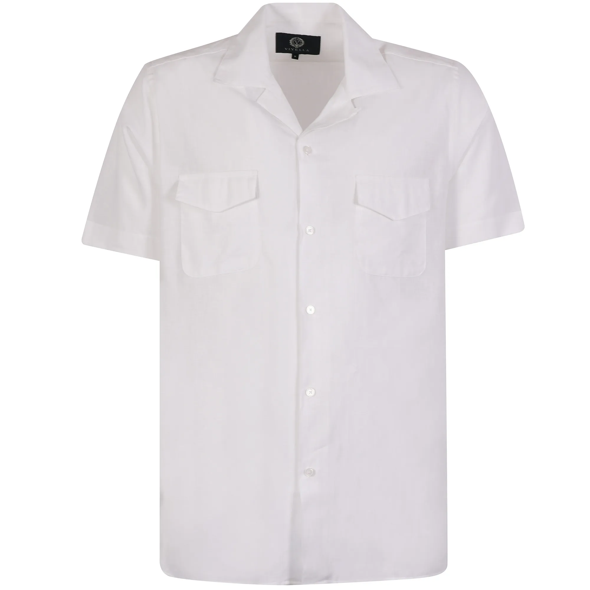 Viyella Short Sleeve Linen Shirt - White