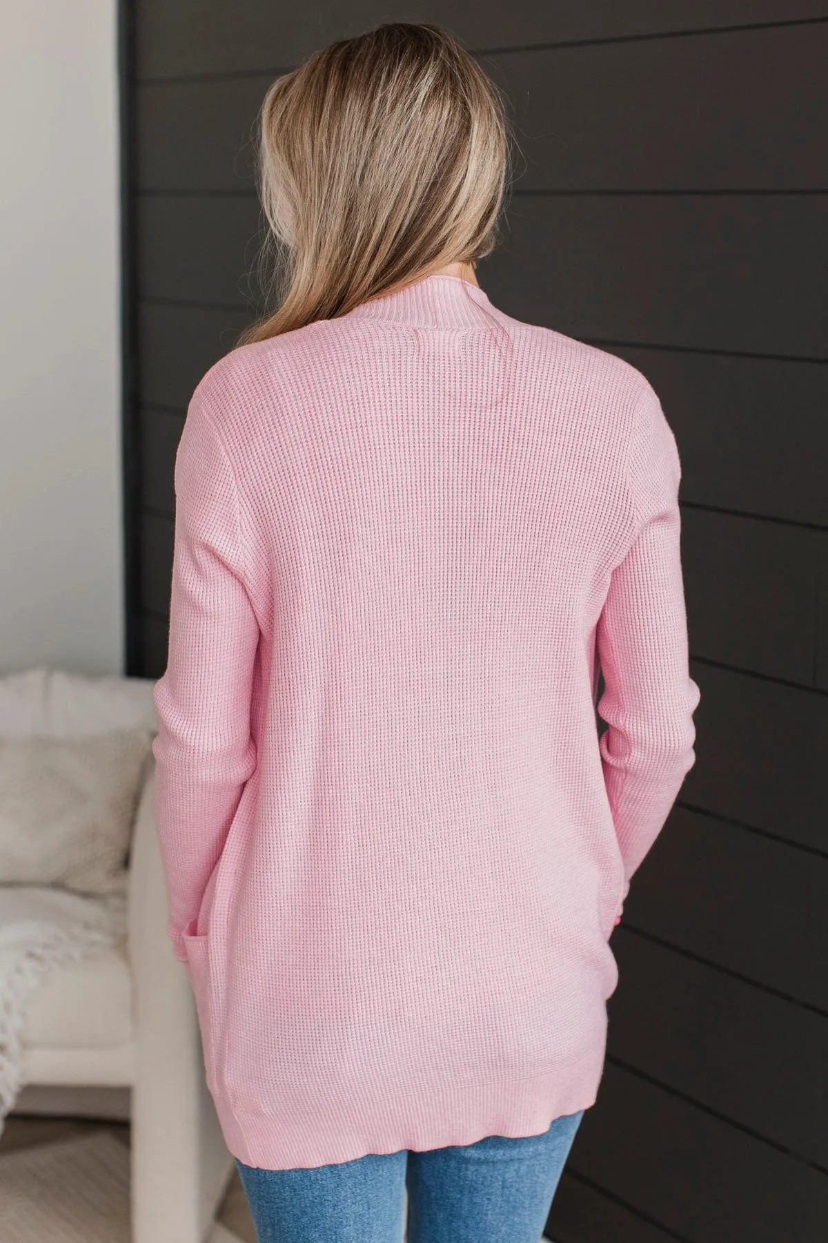 Walking On Clouds Knit Cardigan- Light Pink