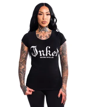 Women's Inked Mag Logo Scoop Neck Tee - Black