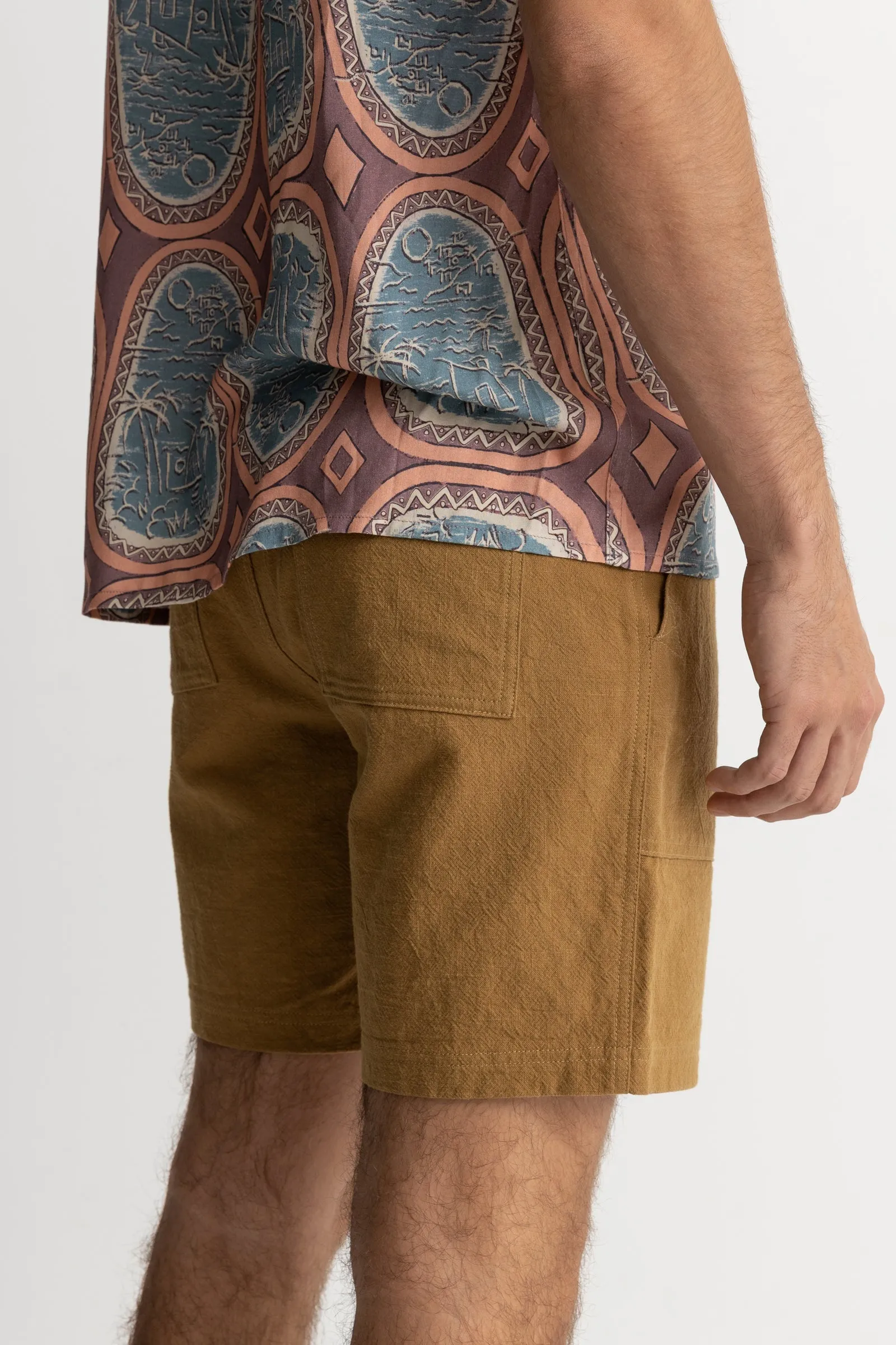 Worn Path Textured Linen Short Cedar