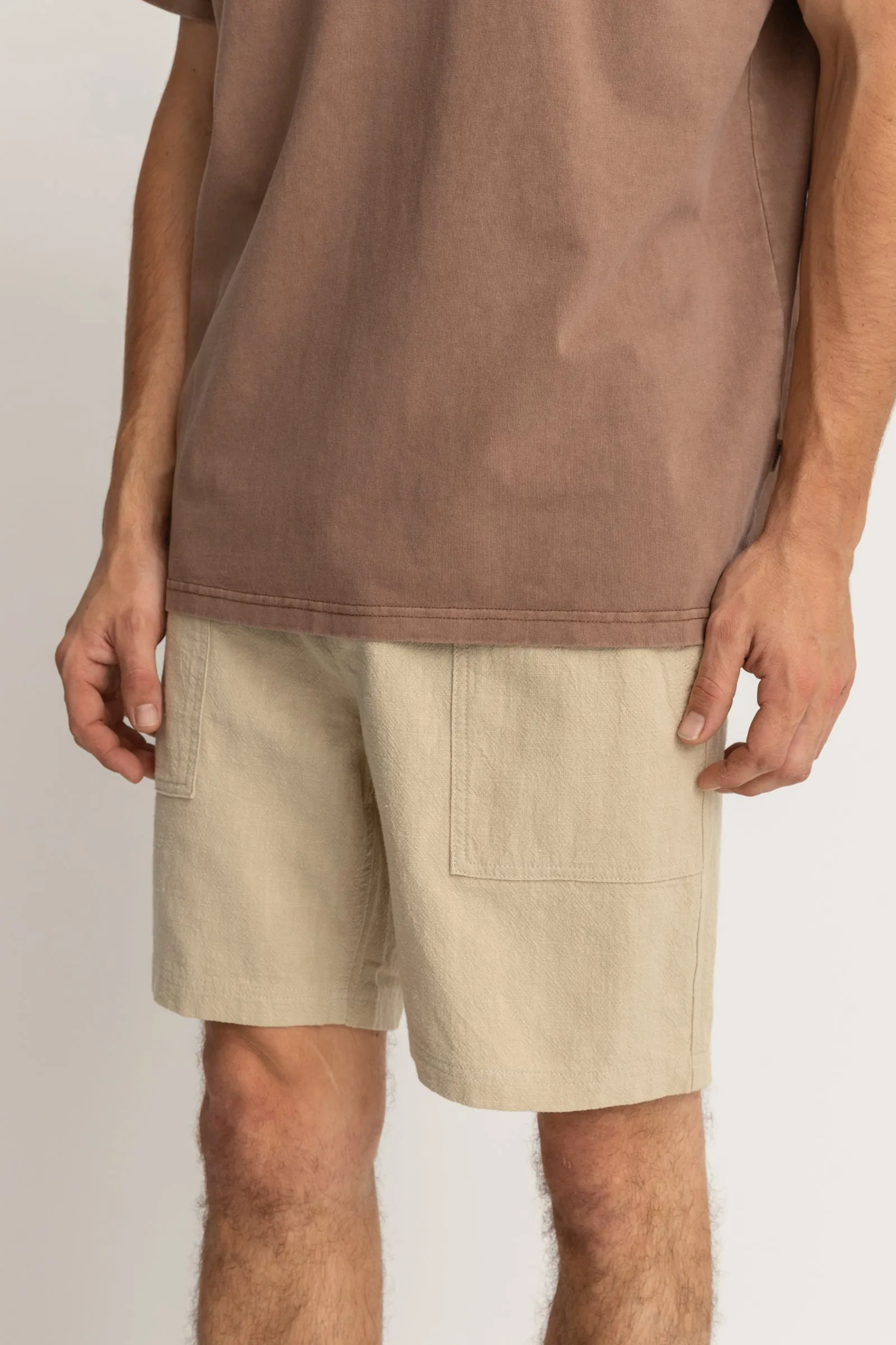 Worn Path Textured Linen Short Sand