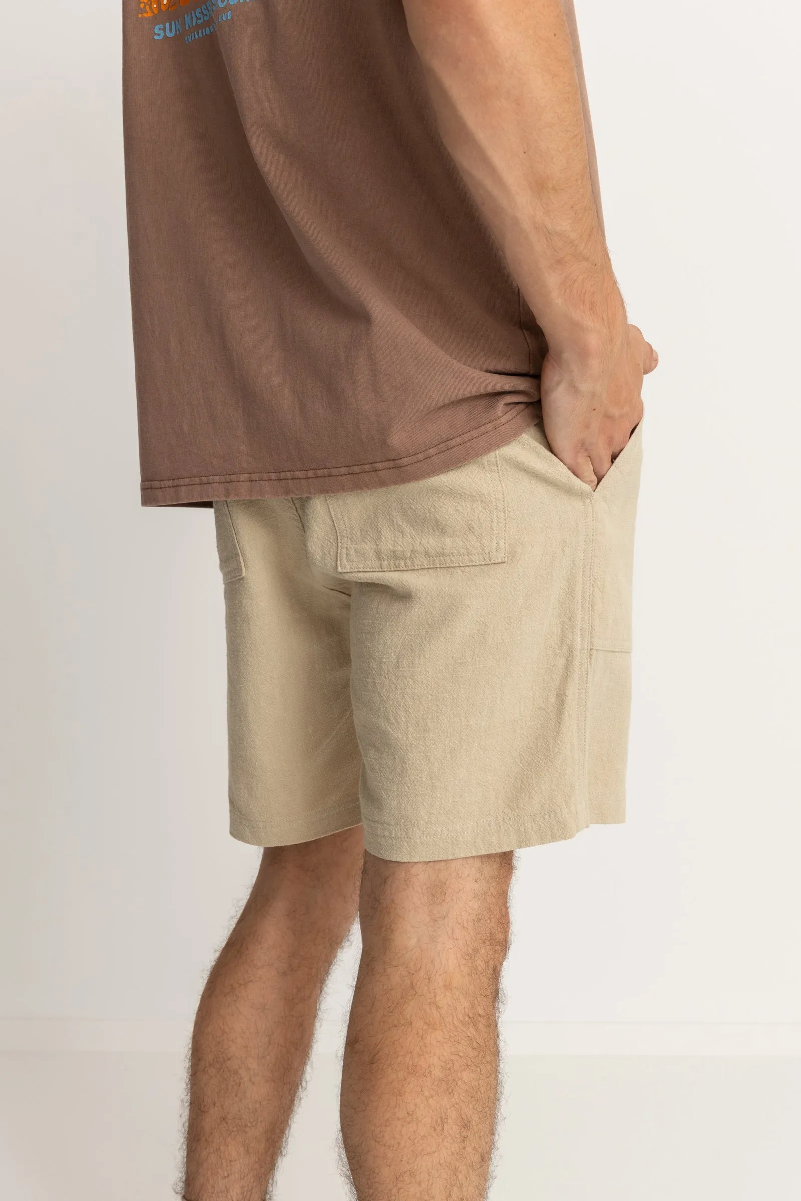 Worn Path Textured Linen Short Sand