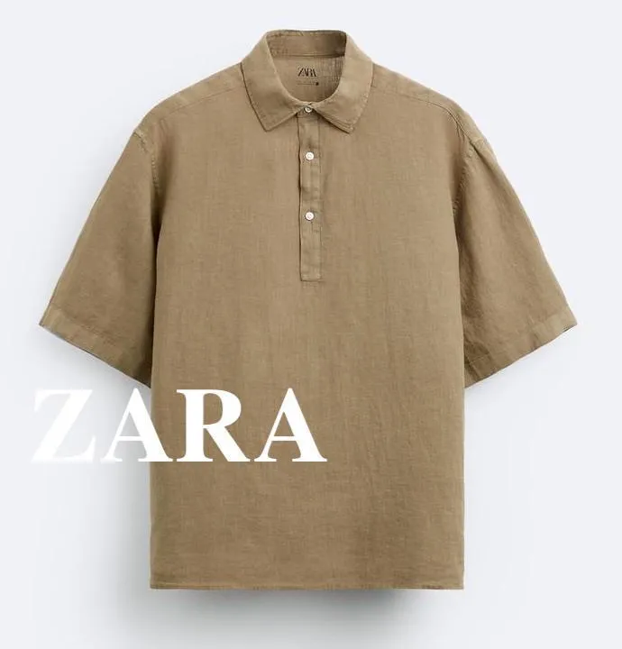 ZARA  |Linen Plain Short Sleeves Polos