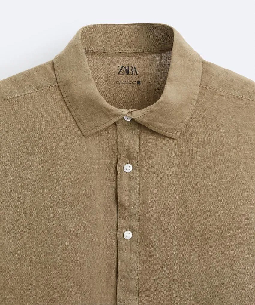 ZARA  |Linen Plain Short Sleeves Polos